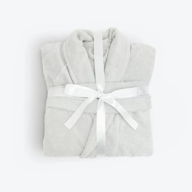 Allure Bath Fashions Luxury Dual Textured Velour Dressing Gown, Towelling Bathrobe in Silver Size: Large/XL Silver Unisex L/XL