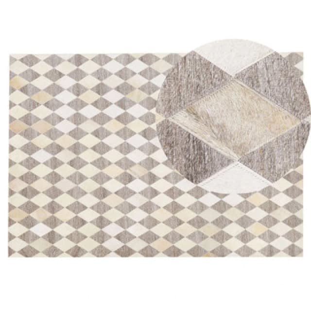 Beliani Rug Seslice Beige 140 X 200 Cm Leather