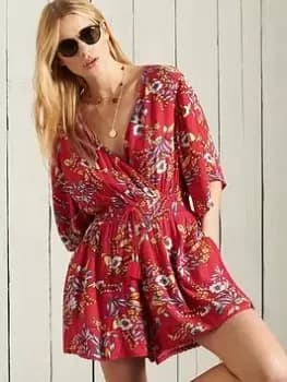 Superdry Summer Playsuit -red, Red, Size 10, Women