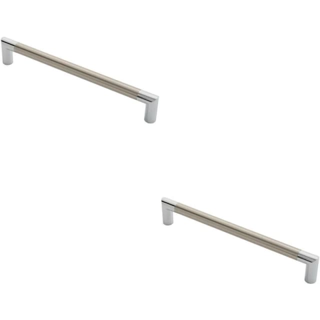 Loops 2x Larged Round Bar Mitred Door Handle 325 x 19mm Polished Chrome Satin Nickel Metallics