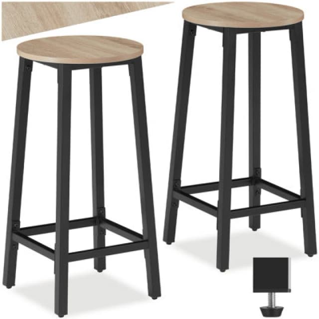 Tectake Bar Stools Corby - Industrial Wood Light, Oak Sonoma, Set Of 2