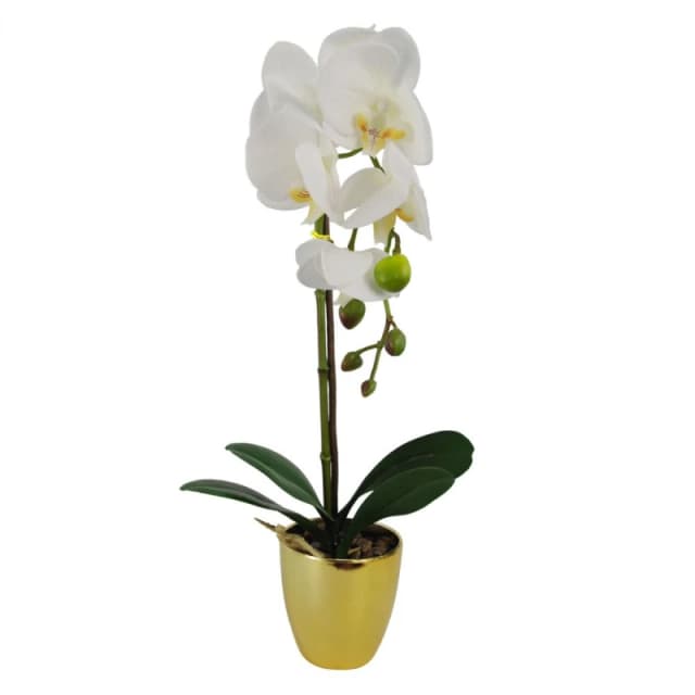 Leaf 46cm Artificial Orchid Dark White / Silver White unisex