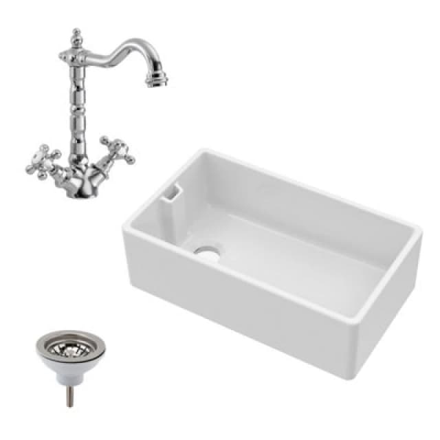 Balterley Fireclay Belfast Sink Overflow Tap Waste 795mm White