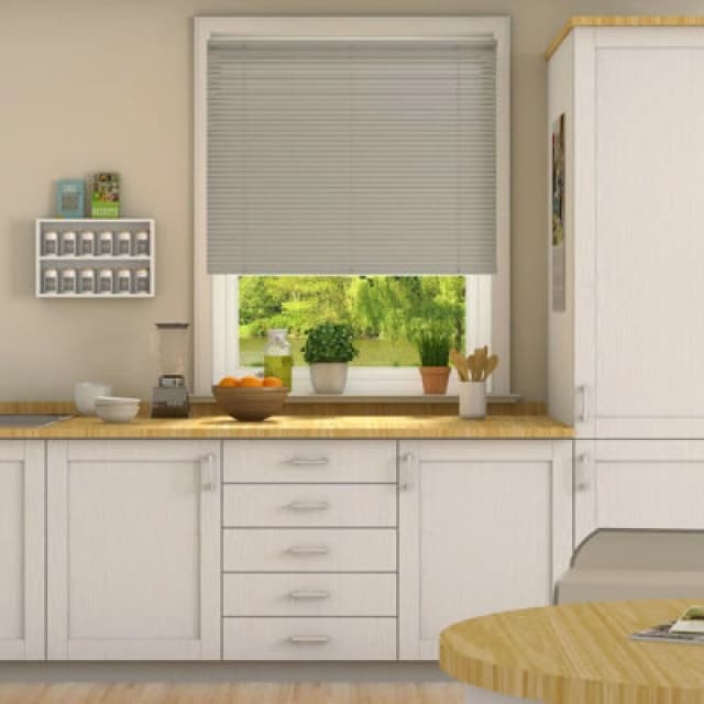 152Cm Drop, 25mm Slat Pvc Venetian Blind 40Cm Grey