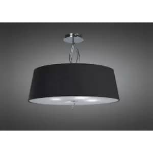 Ninette Semi Ceiling Light 4 Bulbs E27, polished chrome with Black shade