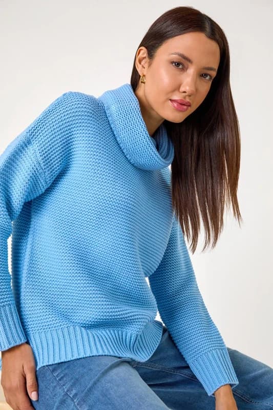 Roman Womens Textured Cowl Neck Jumper in Bright Blue Size: 18 Bright Blue Female 18