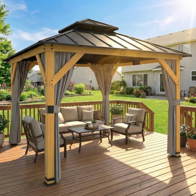 OUTSUNNY 3 x 3m Hardtop Gazebo, Double Roof Garden Gazebo, Grey Size: 3m x 3m Grey Unisex 3m x 3m