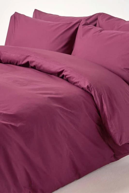 Homescapes Plum Egyptian Cotton Duvet Cover With Pillowcases 200 Tc, Double