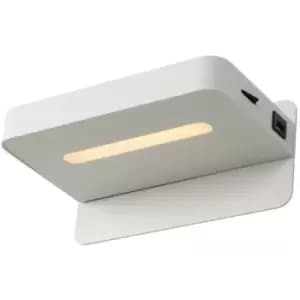 Lucide ATKIN - Bedside Lamp - LED - 1x6W 3000K - With USB charging point - White