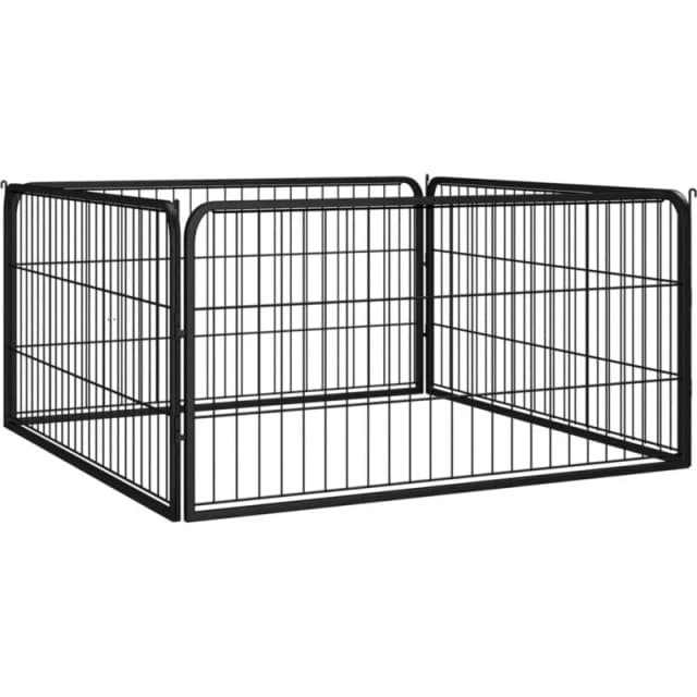 VIDAXL Dog Playpen 4 Panels Black 100x50cm Powder-coated Steel Vidaxl 8720287158677