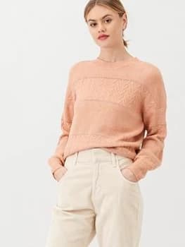 Oasis Chloe Cable and Lurex Stripe Jumper - Pink Size M Women