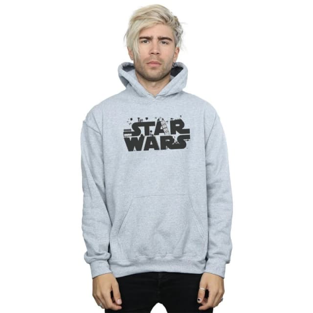 Star Wars Star Wars Men Minimalist Logo Hoodie in Grey Size: Small Grey S Male 5057864291872