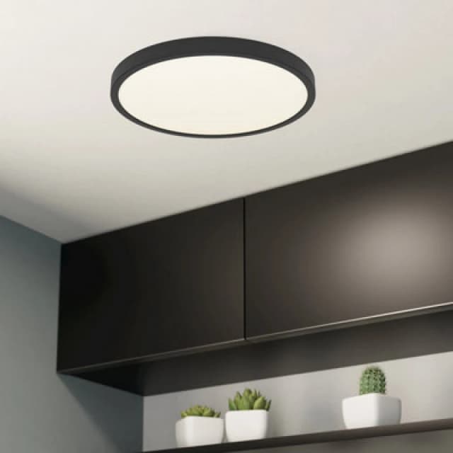 EGLO Eglo Fueva 6 Ultra-Slim Surface-Mounted Black Round LED Ceiling Light WBS Black One Size Unisex 9008606330317
