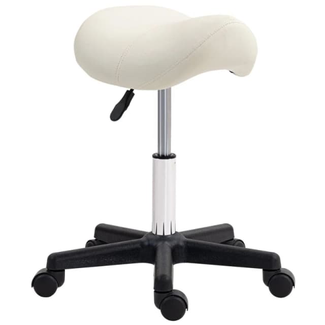 HOMCOM Saddle Stool Adjustable Rolling Salon Chair for Massage Spa Beauty White - White TJ Hughes 5056725546243