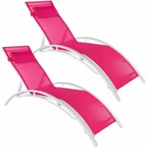 Tectake Set Of 2 Alina Sun Loungers Pink