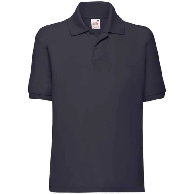 Fruit of the Loom Poly Cotton Pique Polo Shirt in Mid Navy Size: 12-13 Years Mid Navy Unisex 12-13 Years