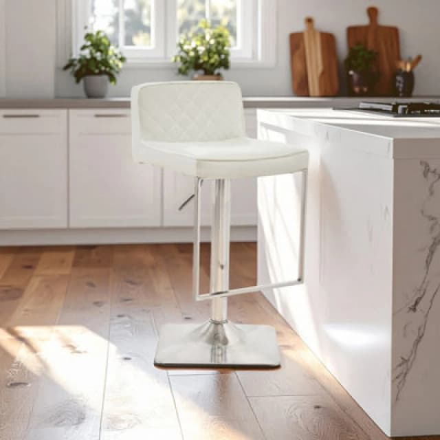 Premier Housewares Interiors by Premier Baina Square Base Bar Stool Cream
