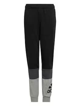 Boys, adidas Essentials Junior Kids Colorblock Jogging Bottoms - Black, Size 9-10 Years