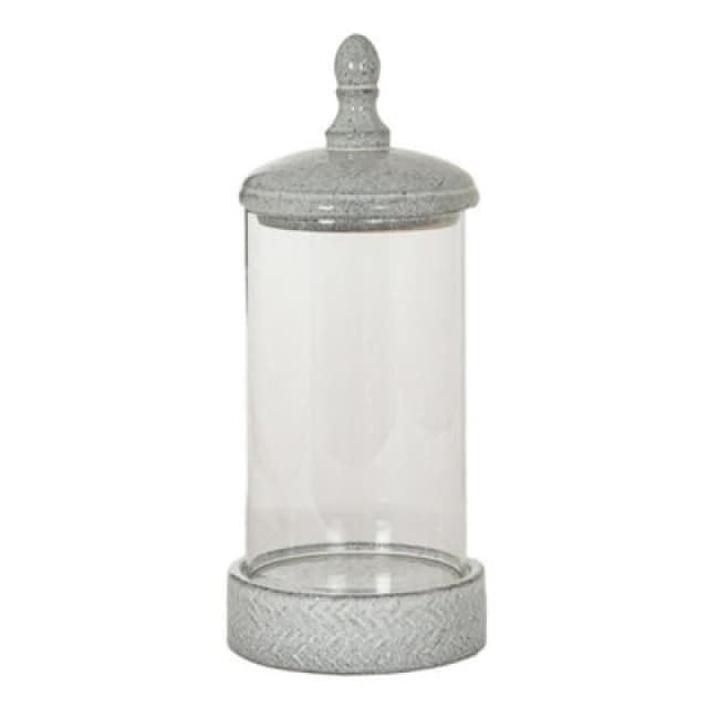 Hill Interiors Sona Large Hurricane Lantern Candle Holder With Lid - Glass - L21 X W21 X H50 Cm - White