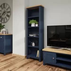 Rye Two Tone Oak & Blue Large Bookcase
