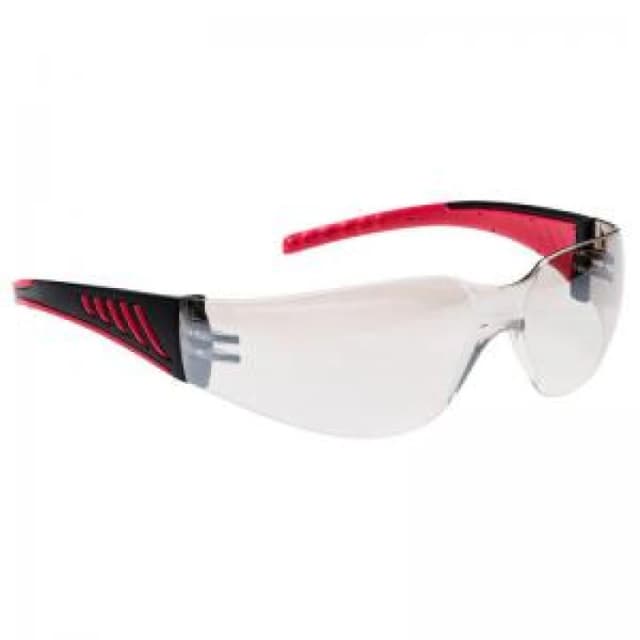 Portwest Wrap Around Pro Safety Glasses PR32MIR Frame: Red