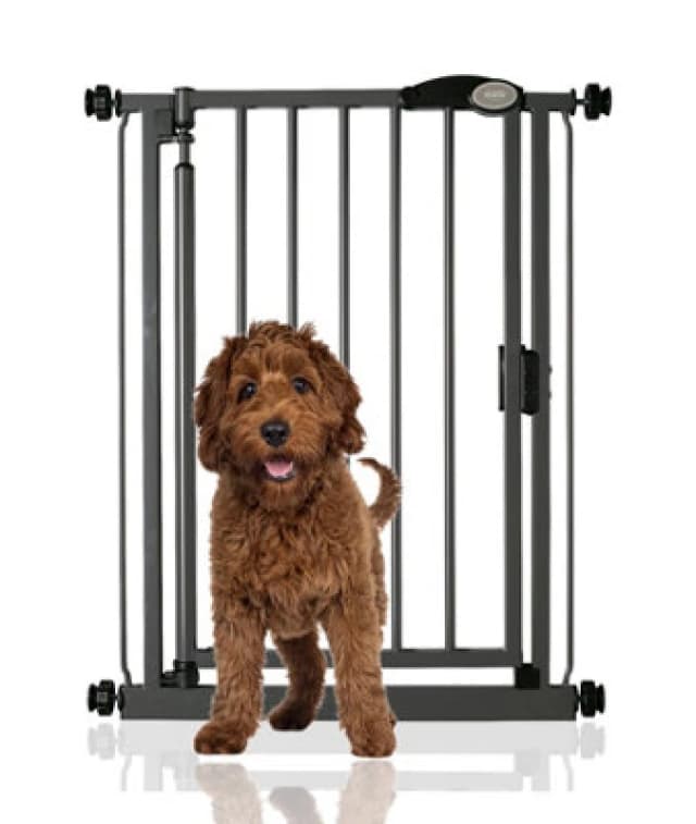 Bettacare Auto Close Pet Gate, 68.5Cm - 75Cm, Slate Grey, Narrow, Narrow Pressure Fit Stair Gate For Dog & Puppy
