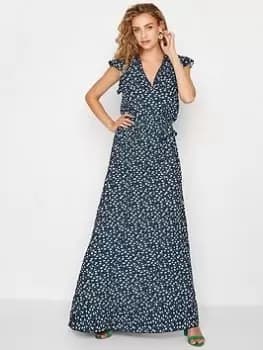 Long Tall Sally Navy Floral Frill Maxi Dress, Navy, Size 10, Women