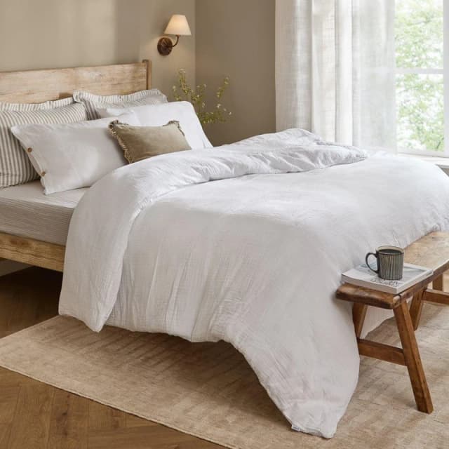 Lark Cotton Muslin Duvet Cover Set White / Single