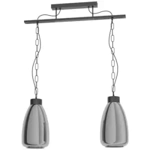 Brickfield 2 Lamp Straight Bar Pendant Ceiling Light Black - Eglo