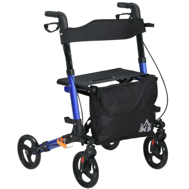 HOMCOM 4 Wheel Rollator With Seat And Back, Blue 712-055V00BU