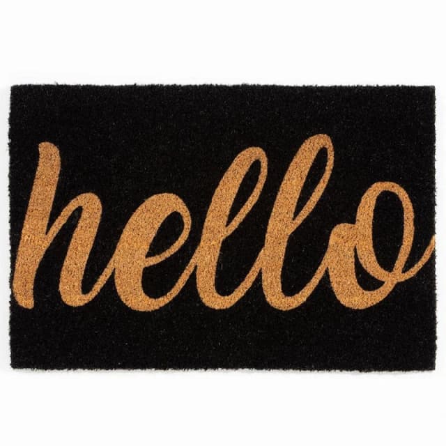 Esselle Astley Printed PVC Backed Coir Printed Hello Doormat Black unisex