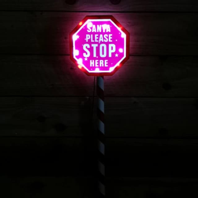 Samuel Alexander 80Cm Premier Christmas Outdoor Santa Stop Here Sign With Warm White Leds