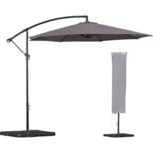 3(m) Banana Parasol Cantilever Umbrella Garden w/ Base Weights, Grey - Outsunny