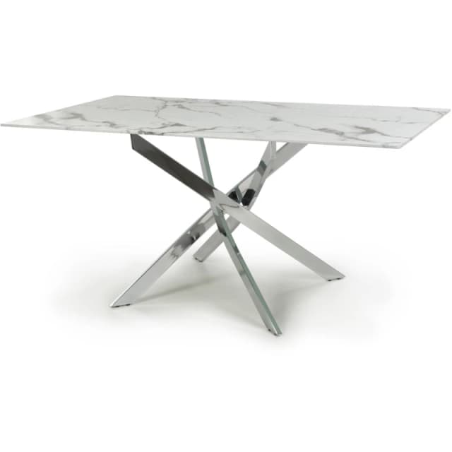 Shankar Astoria Medium 1.6m White Dining Table White/Chrome unisex 90x160x75