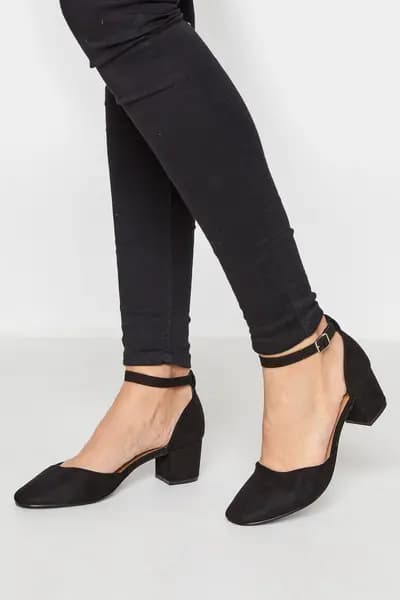 Long Tall Sally Block Heel Court Shoes Black