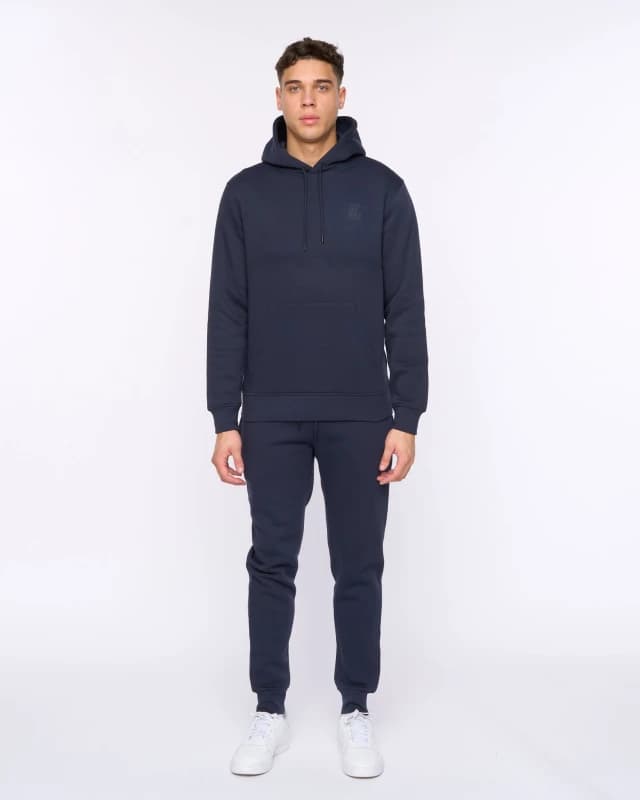 Duck&Cover Merchell Mens Premium Cotton-Rich Hoodie & Cuffed Jogger Two Piece Set in Navy Size: Large Navy Male L