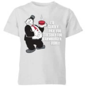 Popeye Hamburger Kids T-Shirt - Grey - 11-12 Years