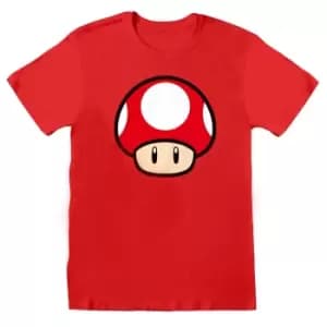 Super Mario Unisex Adult Power Up Mushroom T-Shirt (XXL) (Red)