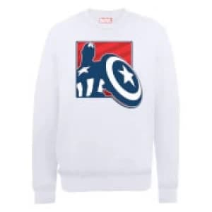 Marvel Avengers Assemble Captain America Badge Outline Sweatshirt - White - L