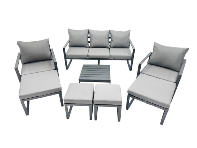 Fimous Aluminium Lounge Sofa Coffee Table Sets with 4 Stools Dark Grey Dark Grey Unisex