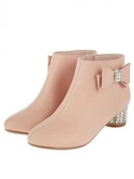 Monsoon Girls Belinda Pearl Diamante Heel Boot - Pink