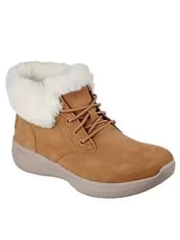 Skechers Go Walk Stability Lace Up Chugga Ankle Boots, Chestnut, Size 4, Women