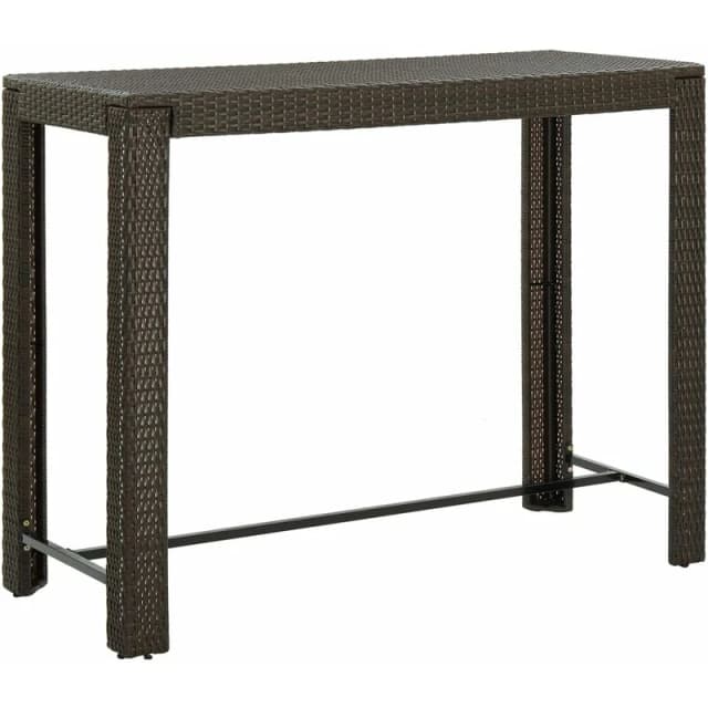 VIDAXL Garden Bar Table Brown 140.5x60.5x110.5cm Poly Rattan Vidaxl 8720286003121