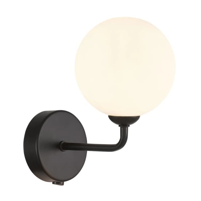 Happy Homewares Contemporary Chic Light Fitting with Opal White Globe Glass Shade in Black Unisex