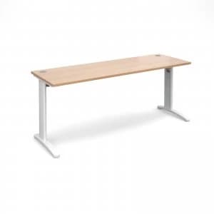TR10 Straight Desk 1800mm x 600mm - White Frame Beech Top