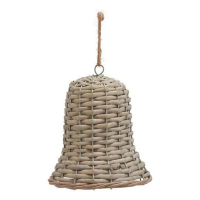 Hill Interiors The Noel Collection Large Bell Decoration - Wicker - L8 X W8 X H15cm - Brown