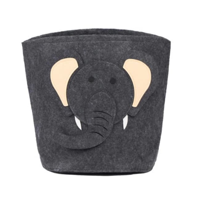 OHS OHS Kids Elephant Felt Basket Toy Storage Organiser Collapsible Baby Hamper Decorative in Grey Grey One Size Unisex 5027434183968