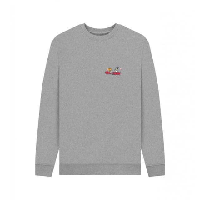 Tom & Jerry Mens Classic Faces Sweatshirt in Light Grey Size: Small Light Grey Male S