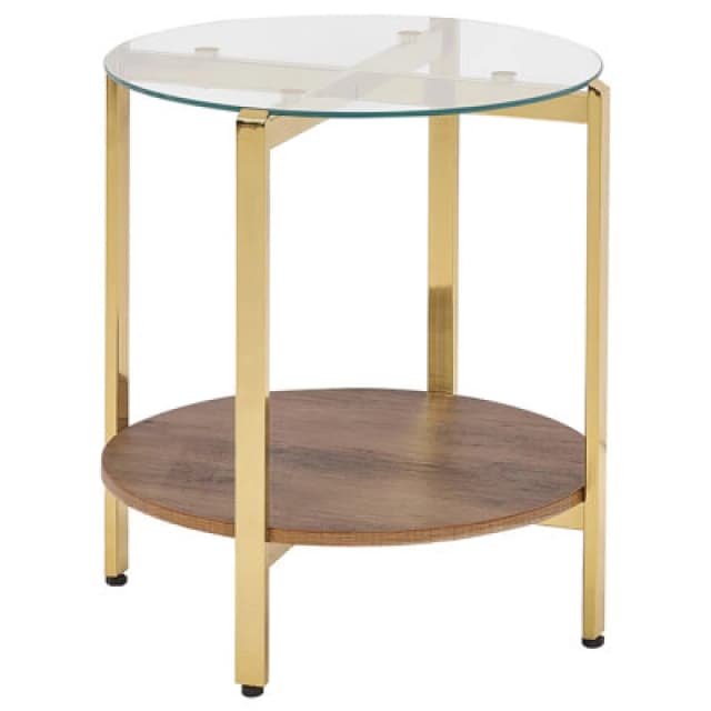 Beliani Side Table Lovell Tempered Glass Gold