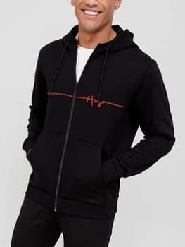 Hugo Boss Dampari Script Logo Zip Through Hoodie Black Size 2XL Men